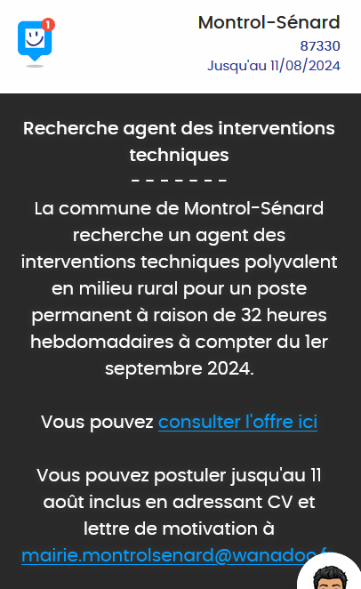 Lire la suite à propos de l’article Recherche Agent des interventions techniques