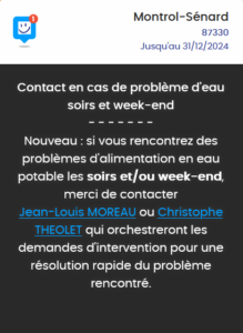 Lire la suite à propos de l’article Contact en cas de problème d’eau (soir et WE)