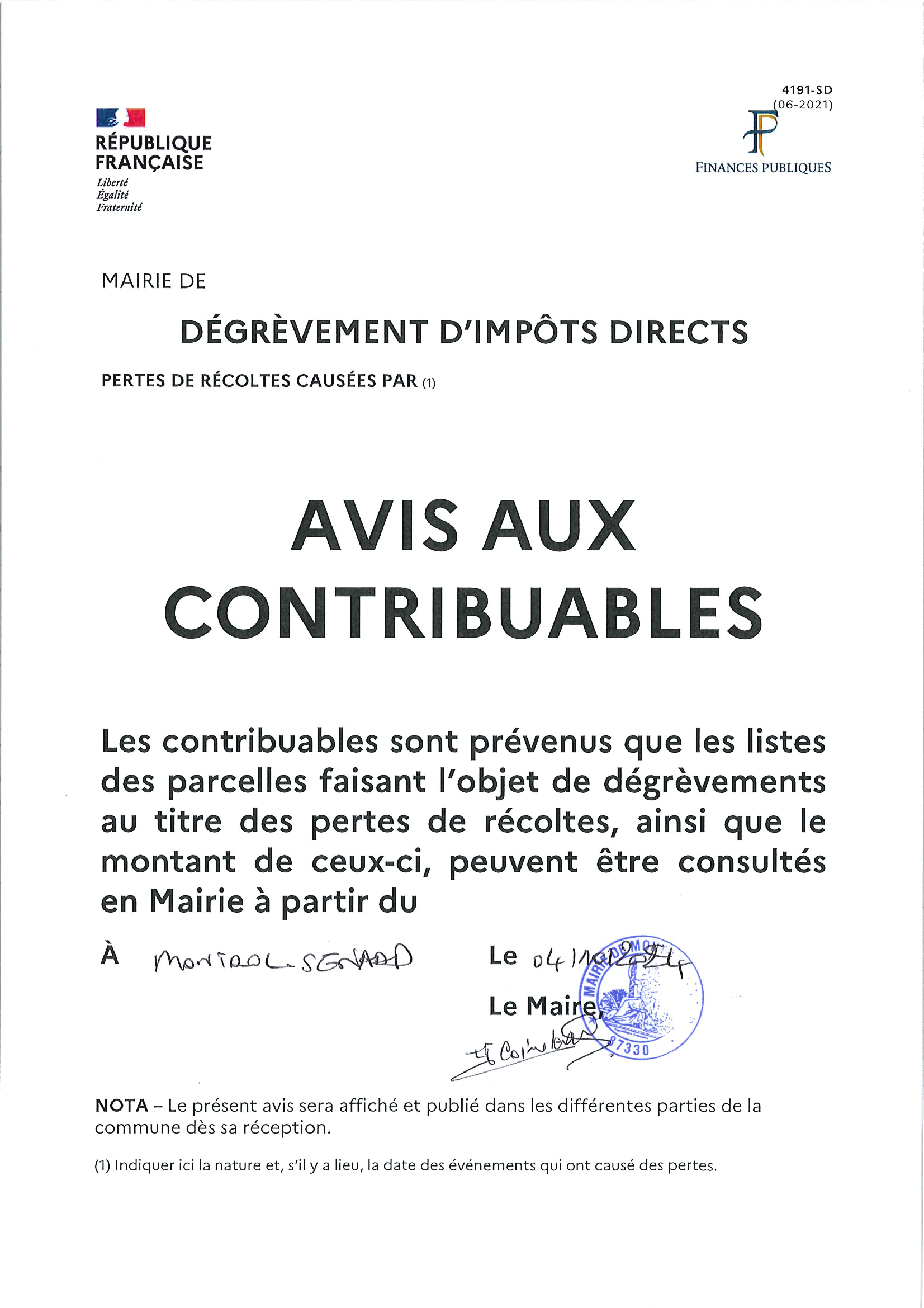 Lire la suite à propos de l’article Avis aux contribuables – 10/2024